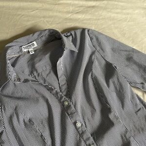 Express blue and white stripe button up shirt